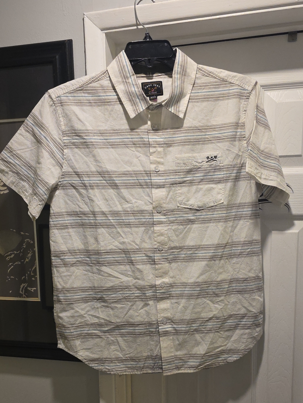 Ozark Trail Cream Striped Short-Sleeve Button-Down Shirt